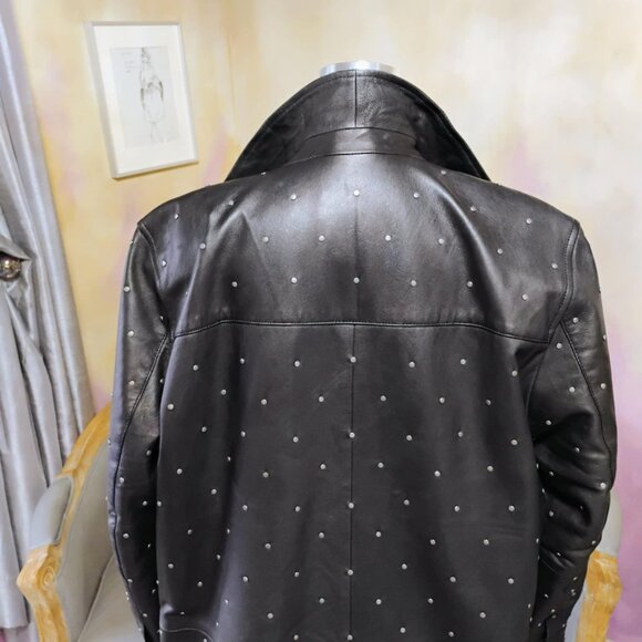 Nasty Gal black leather studded coat, size 8,  like new! - Picture 9 of 16